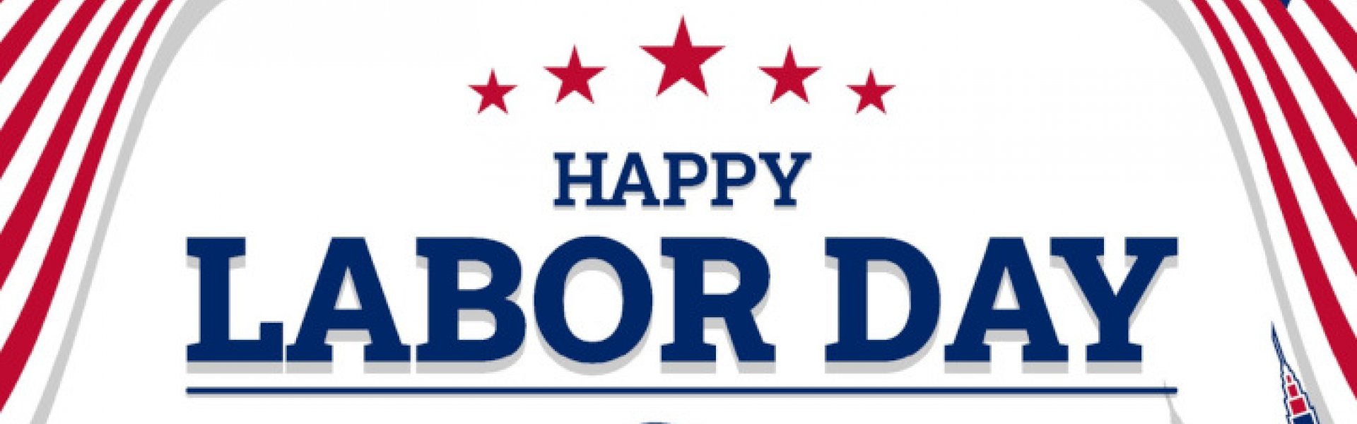 Happy Labor Day text with stripes and stars